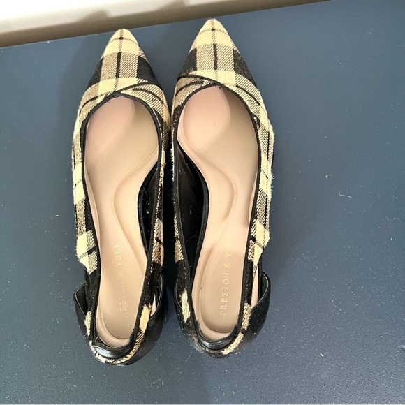 Preston & York Tabitha Black and Tan Plaid Calf Hair Pointed Toe Pumps Size 8 - Picture 10 of 16